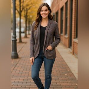 Cottagecore Cozy Striped Cardigan in Earth Tones size Large